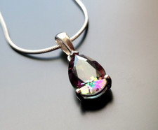 925 Sterling Silber Halskette Mystik Topas Edelstein Echtschmuck Geschenk