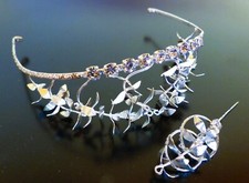 DIADEM Strass Silberner Braut Schmuck Kopfschmuck Haarreif Hochzeit Spange Klemm