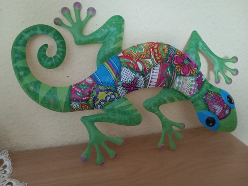 Wand deko gekko aus - metall,, 44