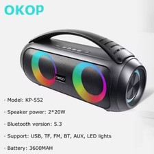 40W Bluetooth Lautsprecher Ghettoblaster RGB Wireless Subwoofer 360 Stereo Surround TWS