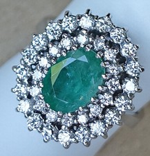 Queen ♦️ Diamant Ring 14Kt 585 Gold Ring Brillant Smaragd Brillanten ♦️♦️8990