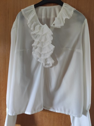 Perlonbluse mit jabot - m, 88