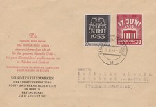 Berlin FDC Nr. 110-11 vom 17.8.53 Stempel "Charlott", Rückseite Eingangsstempel