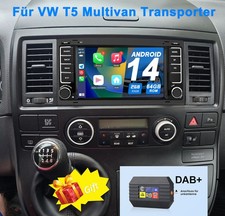 +DAB 64G Für VW T5 Multivan Transporter Android14 Autoradio Carplay GPS Navi RDS