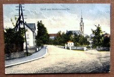 NIEDERWIESA - Straße mit Blick zur Kirche - 1915