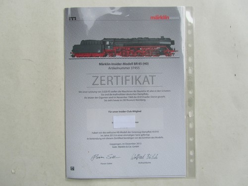 Märklin 37455 zertifikat - märklin,