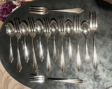 14 Teile WMF Wien Silber Besteck Kuchengabel 8 + 6 er  TeeLöffeln. Guter Zustand