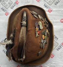 Antike ANGLERHUT mit Abzeichen , Angelhut Schlapphut Regenhut Fisch Hut