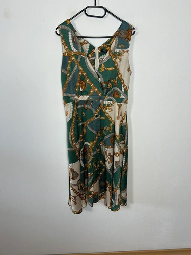 646 damen kleid grün weiß - 646, grün-weiß