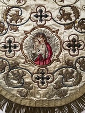 Alte  Kirchen Prozessionsfahne Banner Fahne Stickerei Sakral Kirche Antik