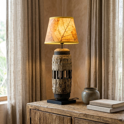 Stehlampe altholz teak holz - stehlampe,