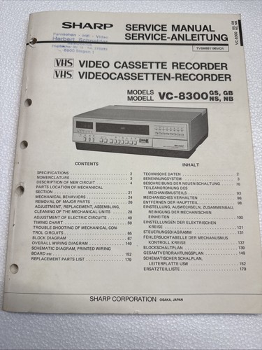 Sharp service anleitung vhs - sharp,
