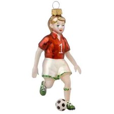 Anhänger Fussballerin Fussball Glas Weihnachten Kugel Christbaum XmasLook