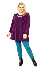 Tunika Bluse Kleid Top Lagenlook Shirt Longshirt A Linie 2W Paris Lila 5)  50 52