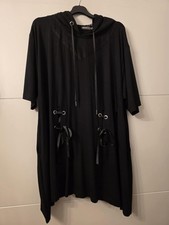 Lagenlook - Tunika - Moccoco - Gr 2 - schwarz - Kapuze