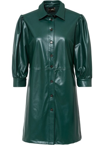 Lederimitat kleid mit kragen - lederimitat-kleid,