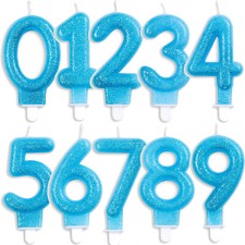 Kuchenkerzen Glitzer Blau -Kuchen Kerzen Geburtstag Deko Zahlenkerzen Kuchendeko