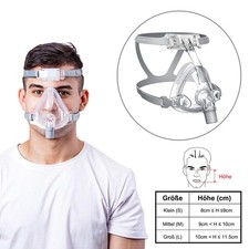 Full Face Maske CPAP-Maske als Schlaf-Hilfe，Vollmaske mit Verstellbares Kopfband