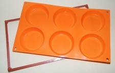 6er Tartelett-Backform Silikon Tortelett-Kuchen-Förmchen Orange Ø 7,5 cm Rahmen