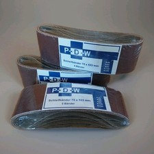 15 Schleifbänder 75 x 533, Je 3 x Körnung 40, 60, 80, 120, 180