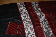 Bettbezug mit Kissen 155x210 cm mit RV schwarz-rot-grau-weiß