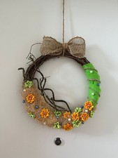 Türkranz Weidenkranz Blumen ca. 25 cm  orange grün Durchmesser