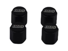 ✅4xBBS Ventilkappe sechskant Alu schwarz eloxiert mit gelasertem Logo 58072001