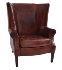 Echtleder vintage ohrensessel - vintage,