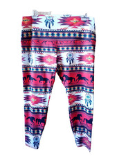 Leggings, Gr. 3XL, Azteken, Indianer, Pferde, Innentasche, glatter Stoff, NEU!