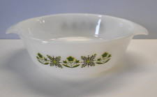 Auflaufform feuerfest USA Anchor Hocking rund weiß Blümchendekor grün 23 cm