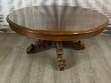 ANTIKER BEISTELLTISCH NEO RENAISSANCE EICHE MASSIV PRUNKSCHNITZEREI AM FUSS