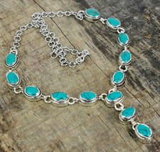 Türkis Edelstein Elektrogeformt 925 Sterling Silber Halskette für Geburtstag Geschenke