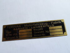 Tornax Schild Typenschild plaque Id.plate brass Messing s81 REX Motorrad