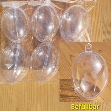6 Ostereier Kunststoff/ Plastik transparent 6 cm befüllbar Osterdeko Eier Ostern