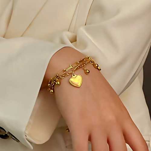 Edelstahl armband gold 18k - gold, –