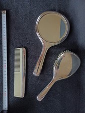 Kamm Bürste Spiegel 3 tlg Garderoben-Set Sterling Silber 925 Kleiderbürste Luxus