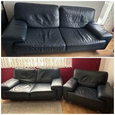 Sofa 3+2+1 Echtes Leder, Blau