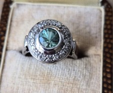 Weißgold Ring 585 Turmalin mit Diamanten gesamt ca. 1,70 ct