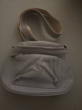 Ledertasche Umhängetasche Bauchtasche Hellblau Silber