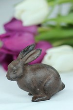 3 Gusseisen Hasen Ostern Metall Figur braun Garten Osterhase