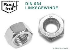LINKSGEWINDE  Muttern DIN 934