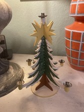 Deko Tannenbaum Vintage Holz mit Wachsresten Kerzenleuchter