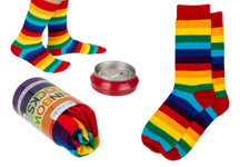 Socken Regenbogen in Metalldose, Strümpfe, Rainbow Damensocken Männersocken 