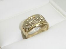 585 Gold Ring 14K Gelbgold Weißgold Elefanten Verlobungsring RG 58-18,4 mm 8955
