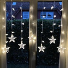 LED Sternenvorhang Lichterkette Lichtervorhang Weihnachtsstern Vorhang B-Ware
