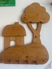 Massivholz Wandgarderobe Kiefer massiv, Kinderzimmmer natur 56 x 47 cm 