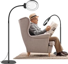 NZQXJXZ Lupenlampe Lupe mit Licht und Ständer, Echtglas, 2-in-1 Dimmbar, 3 Modi