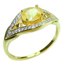 4,4 Ct Gelber Saphir Ring 18K Gelbgold Über Oval Mit Diamant Verlobungsring