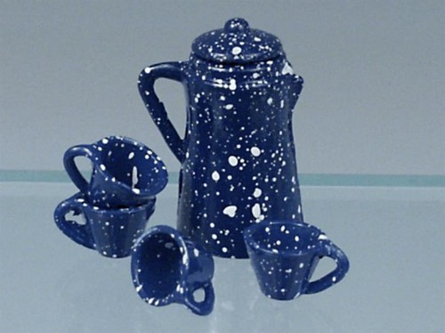 Tassen mit kanne blau - tassen,
