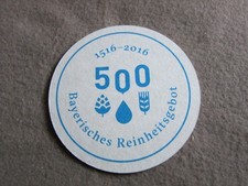 Bierdeckel ,   500 Jahre Bayerisches  Reinheitsgebot ,  HB Tegernsee